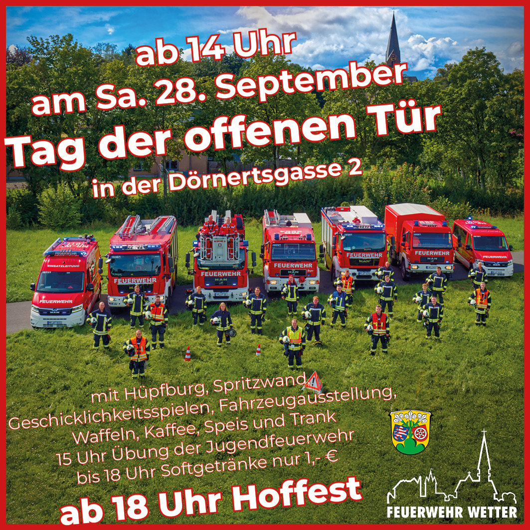 Tag der offenen Tür und Hoffest der Freiwilligen Feuerwehr Wetter-Mitte LF ELW TLF HTLF GW-N DLA DLK